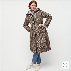 J.Crew Leopard Long Puffer Coat
